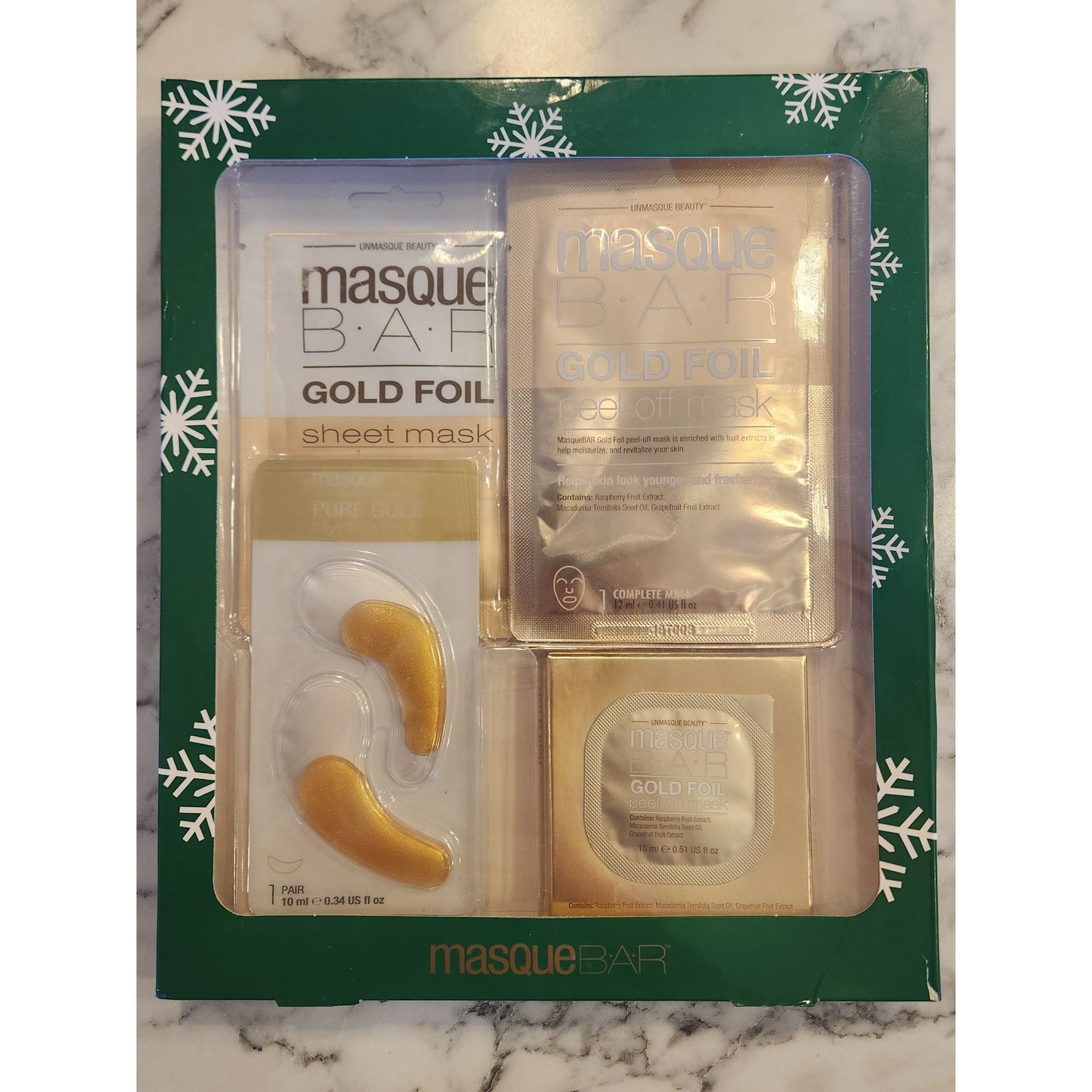 Masque Bar Gold Foil Mask Set - Sheet Mask, Peel Off Mask & Hydrogel Eye Mask