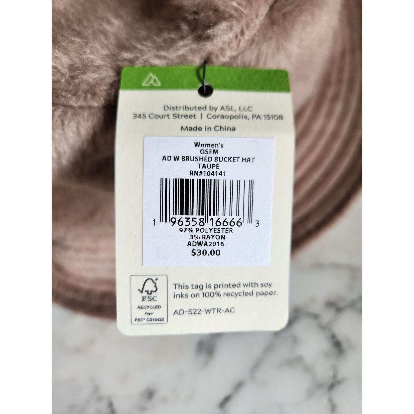 Alpine Design Womens OSFM Taupe AD W Brushed Bucket Hat Polyester/Rayon Blend