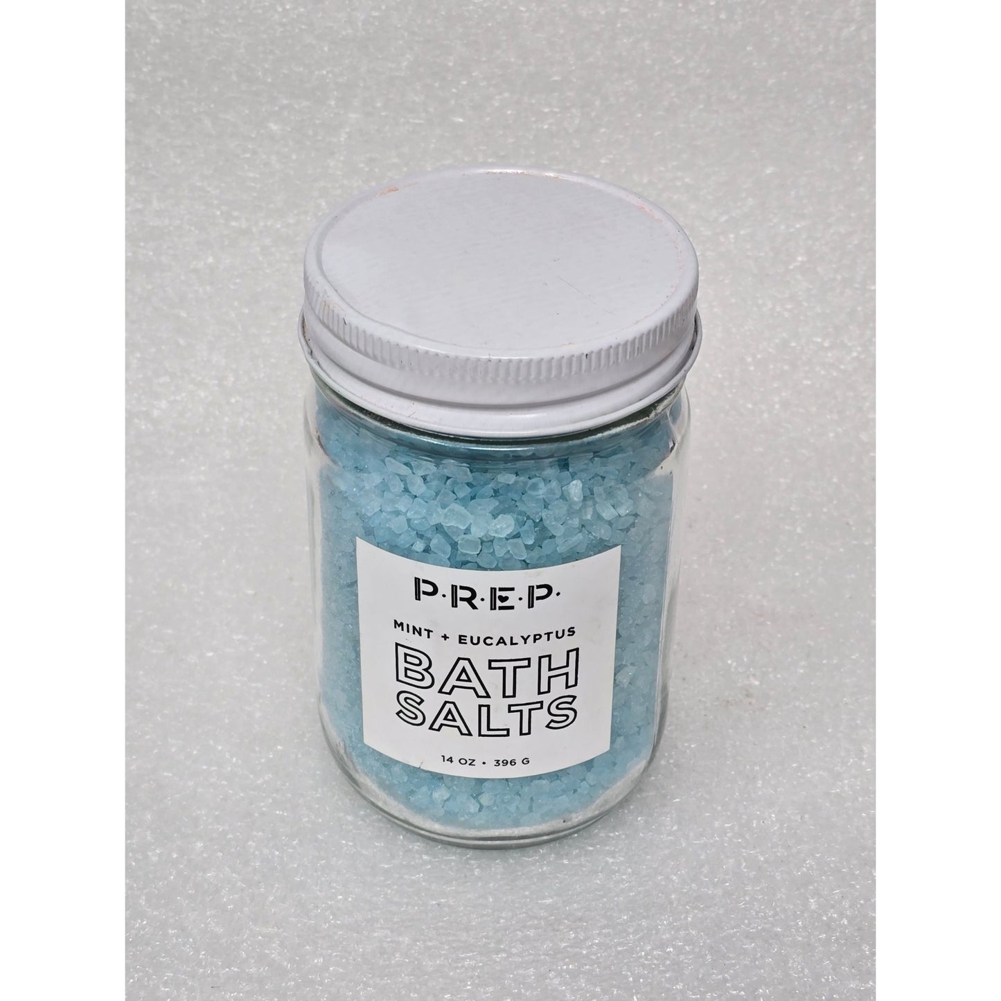 P.R.E.P. Mint & Eucalyptus Bath Salts 14 Oz Glass Jar Relaxation Soak Spa