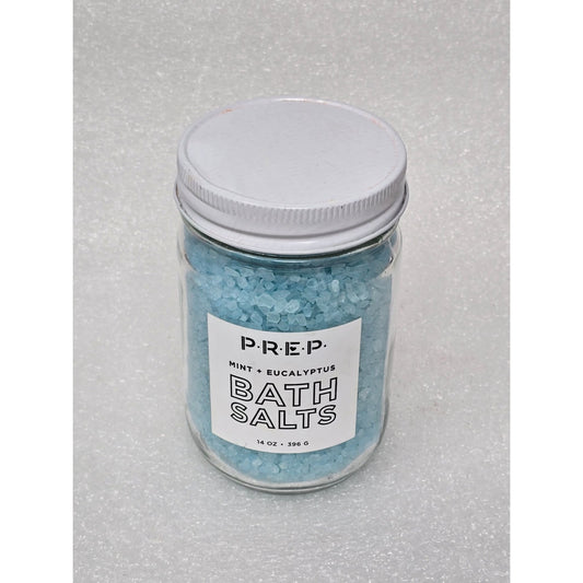 P.R.E.P. Mint & Eucalyptus Bath Salts 14 Oz Glass Jar Relaxation Soak Spa