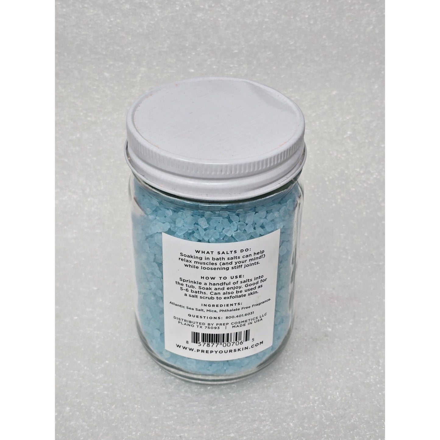 P.R.E.P. Mint & Eucalyptus Bath Salts 14 Oz Glass Jar Relaxation Soak Spa