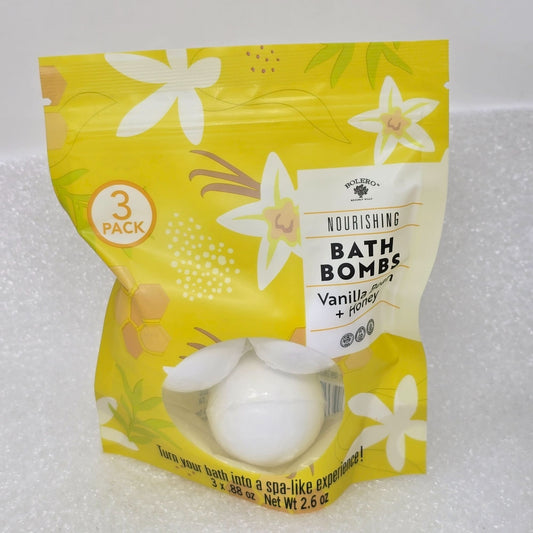 Bolero Vanilla Bean & Honey Nourishing Bath Bombs 3 Pack 2.6 Oz