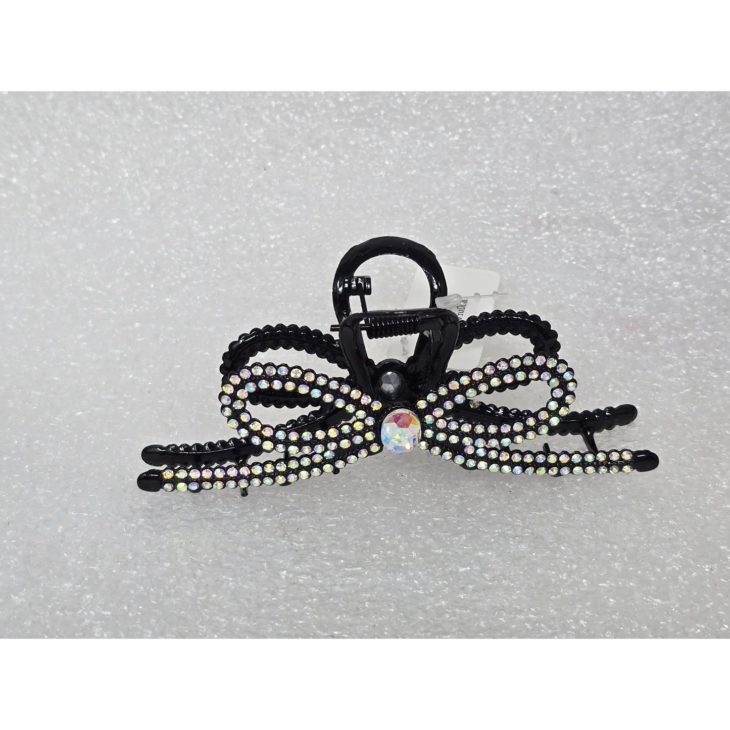 Black Rhinestone Bow Hair Claw Clip