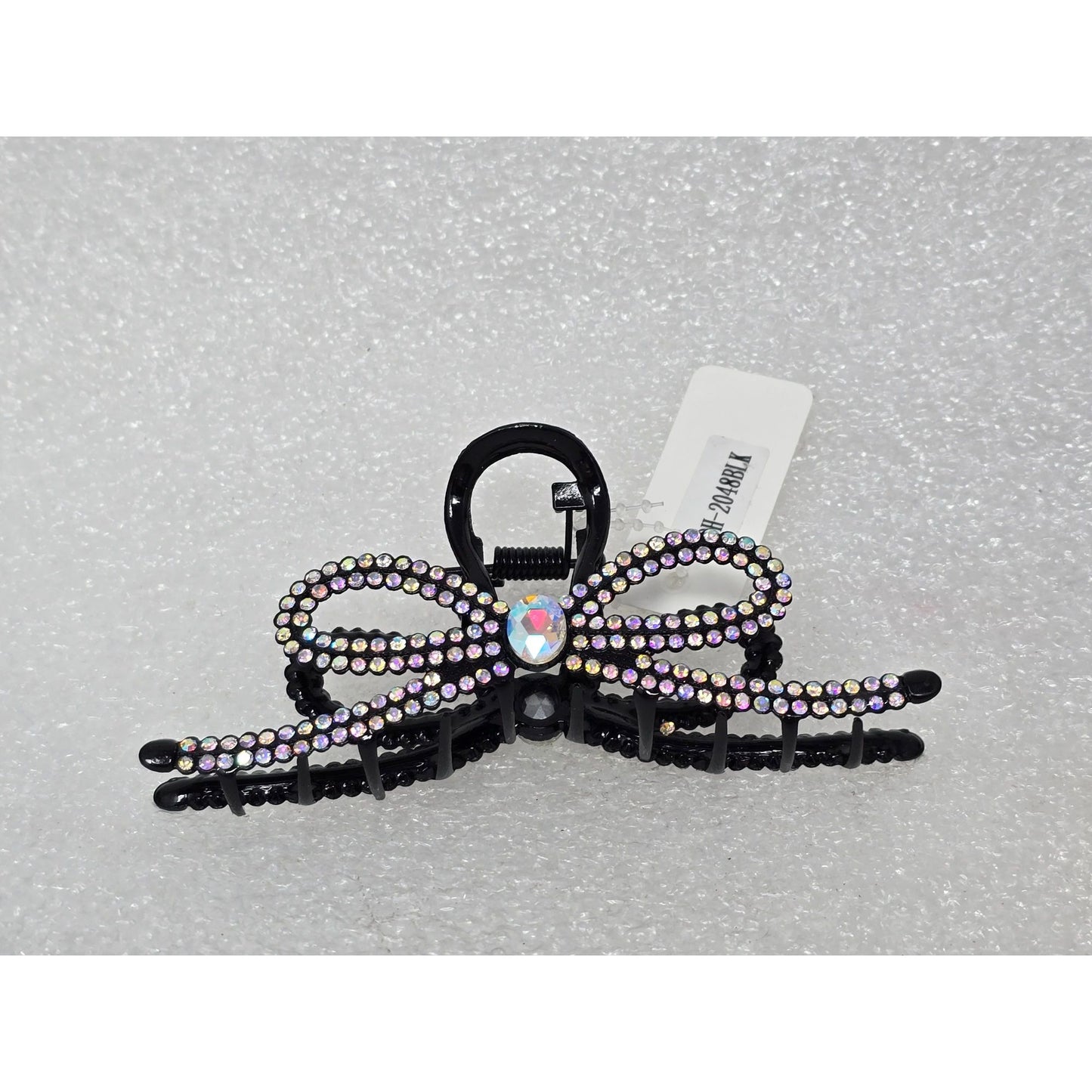 Black Rhinestone Bow Hair Claw Clip