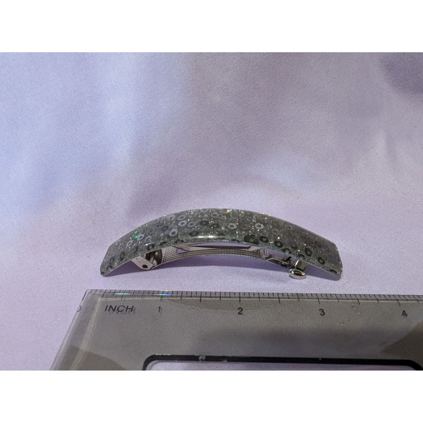 Vintage Sparkling Gray Sequin Hair Barrette Clip