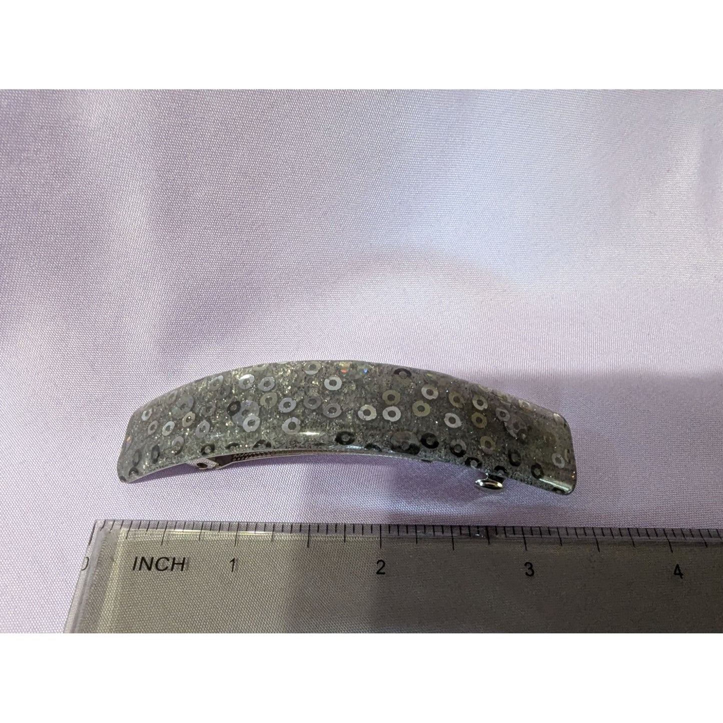 Vintage Sparkling Gray Sequin Hair Barrette Clip