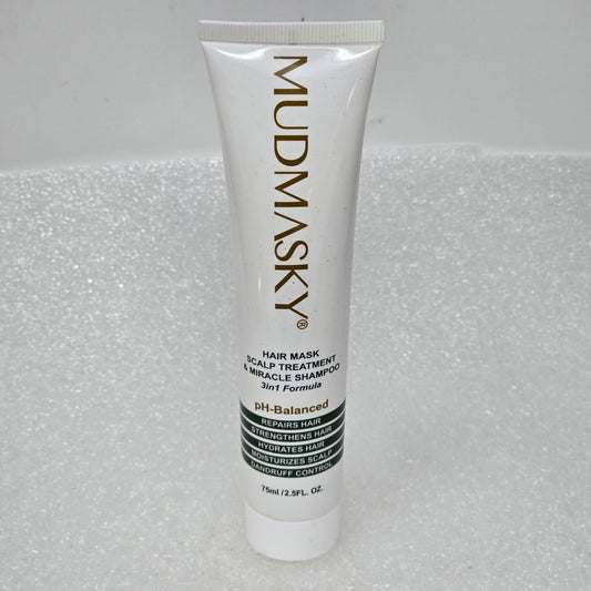 Mudmasky Hair Mask Scalp Treatment & Miracle Shampoo 3-In-1 Formula 2.5 Fl Oz