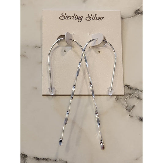 Sterling Silver Twisted Drop Threader Earrings For Women