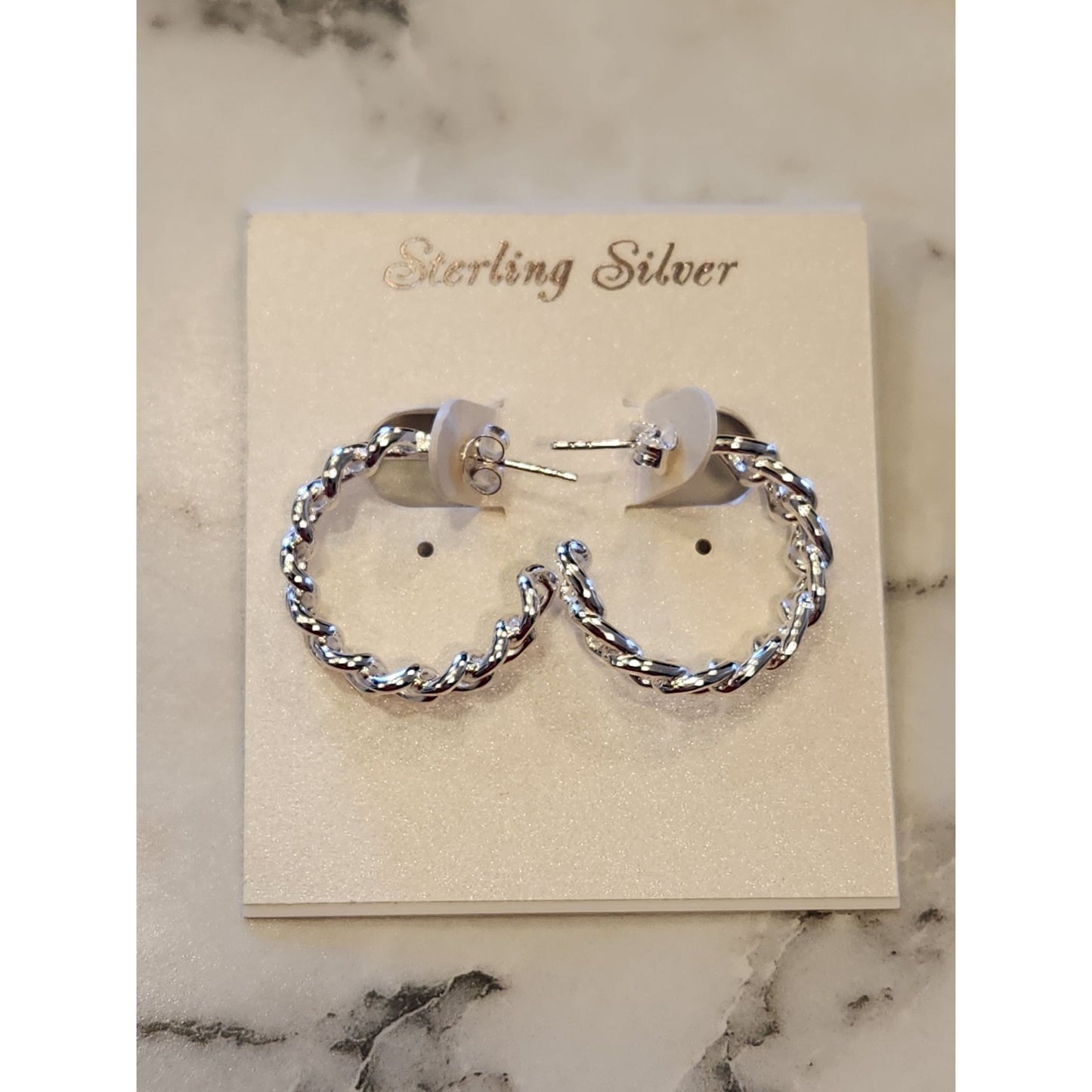 Sterling Silver Twisted Rope Hoop Earrings