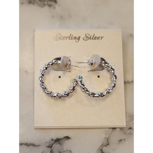 Sterling Silver Twisted Rope Hoop Earrings