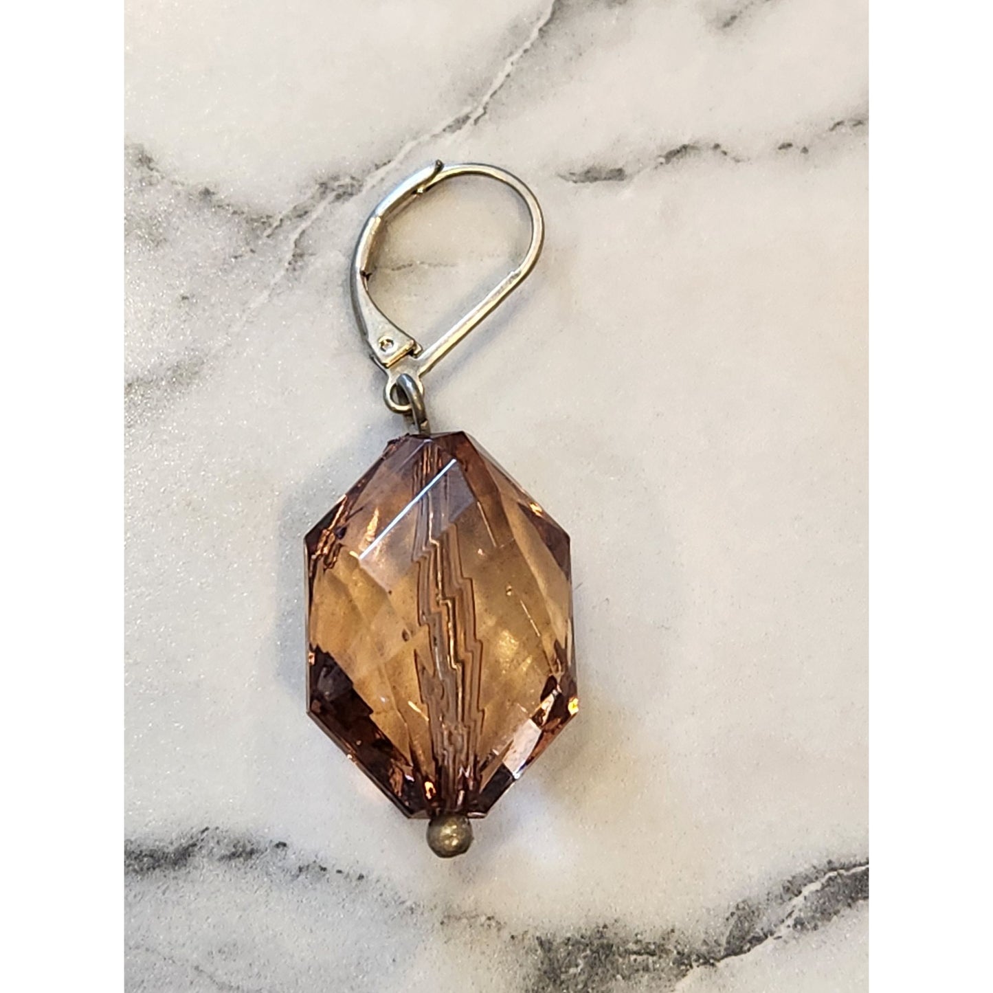 Jones Wear Faceted Amber Crystal Dangle Earrings Gold-Tone Leverback Closure