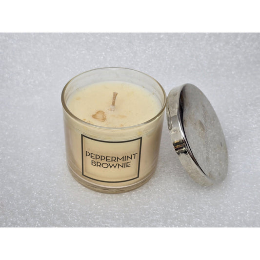 Bath & Body Works Peppermint Brownie Scented Candle 4 Oz With Silver Lid