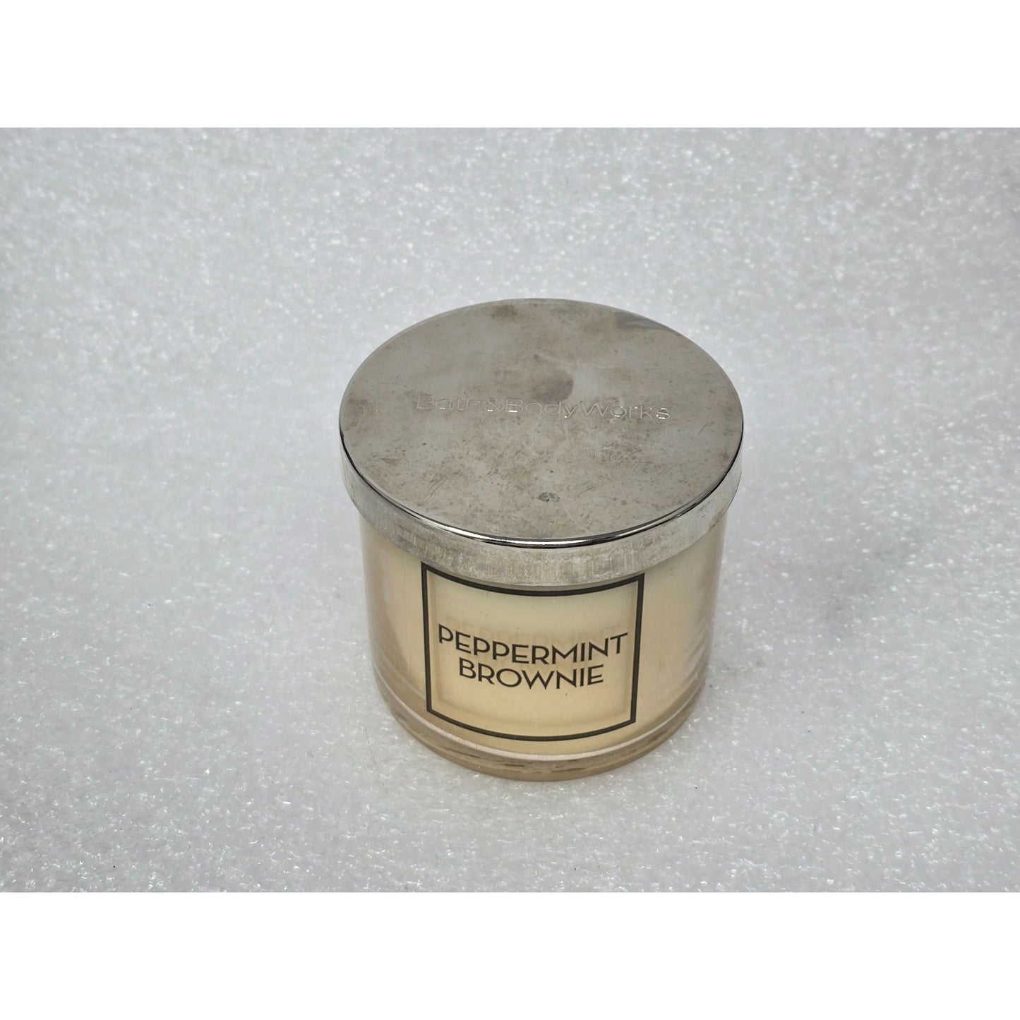 Bath & Body Works Peppermint Brownie Scented Candle 4 Oz With Silver Lid