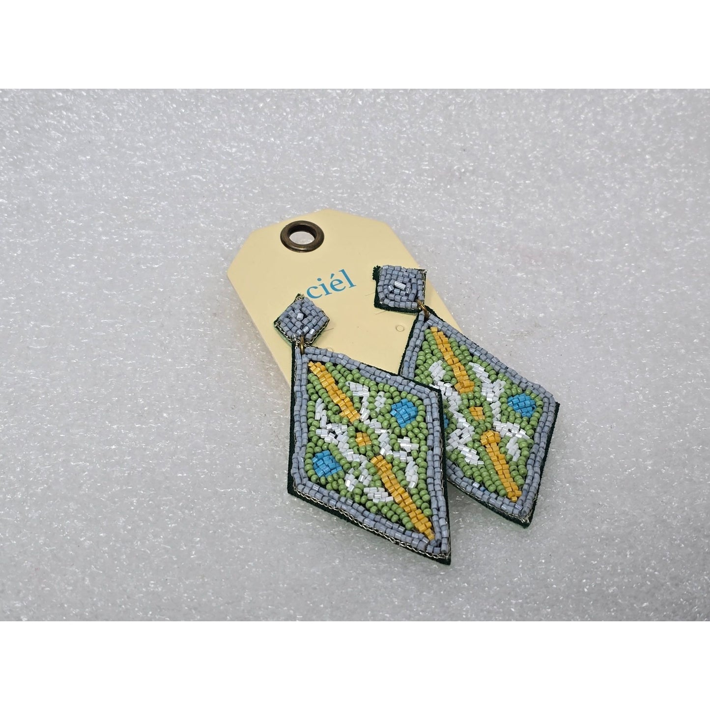 Handcrafted Geometric Beaded Earrings With Stud Closure
