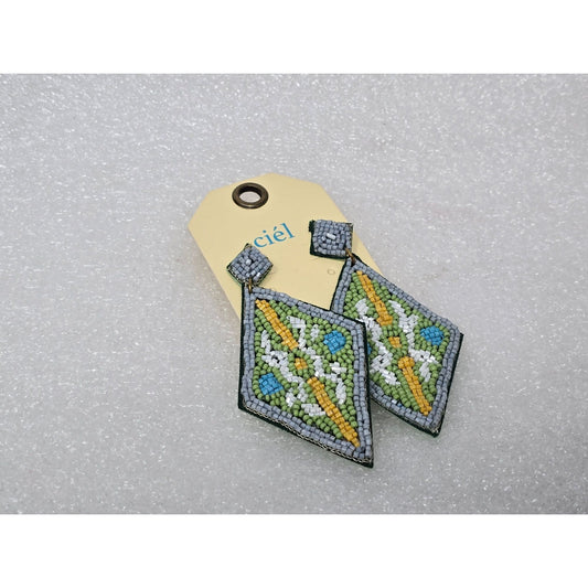 Handcrafted Geometric Beaded Earrings With Stud Closure