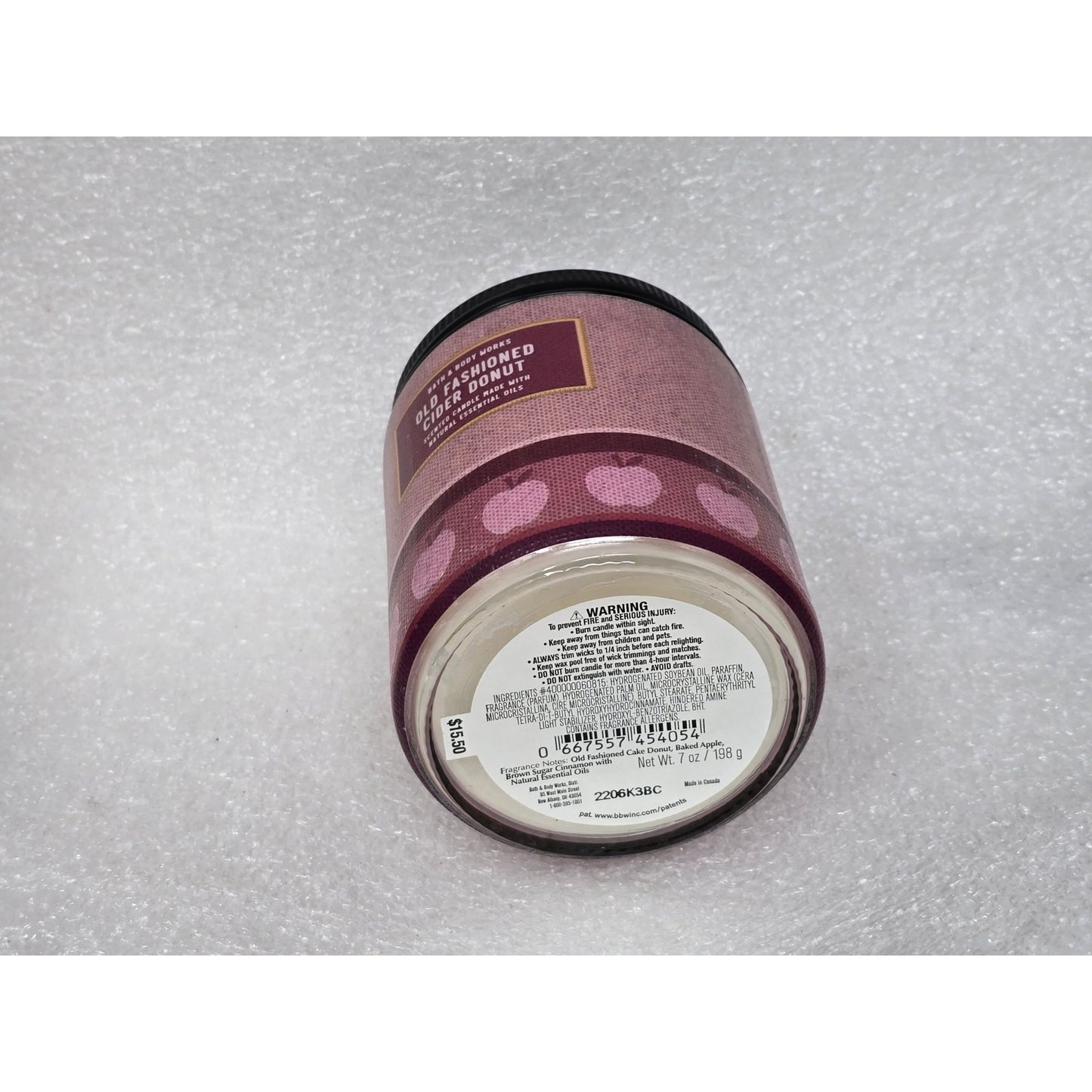 Bath & Body Works Old Fashioned Cider Donut Scented Candle 7 Oz W/ Essential Oils