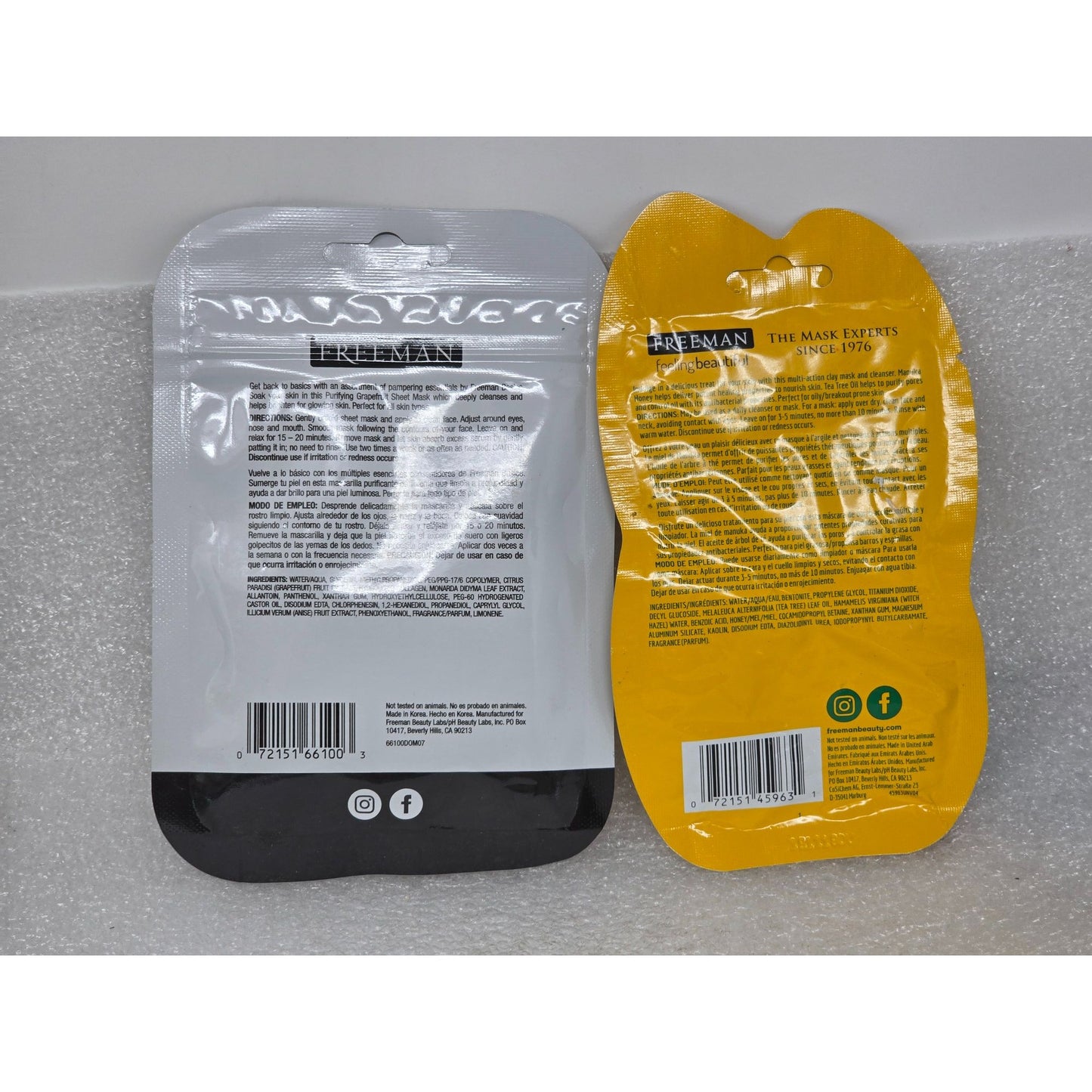 Freeman Purifying Grapefruit Sheet Masks + Deep Clearing Manuka Honey Tea Tree