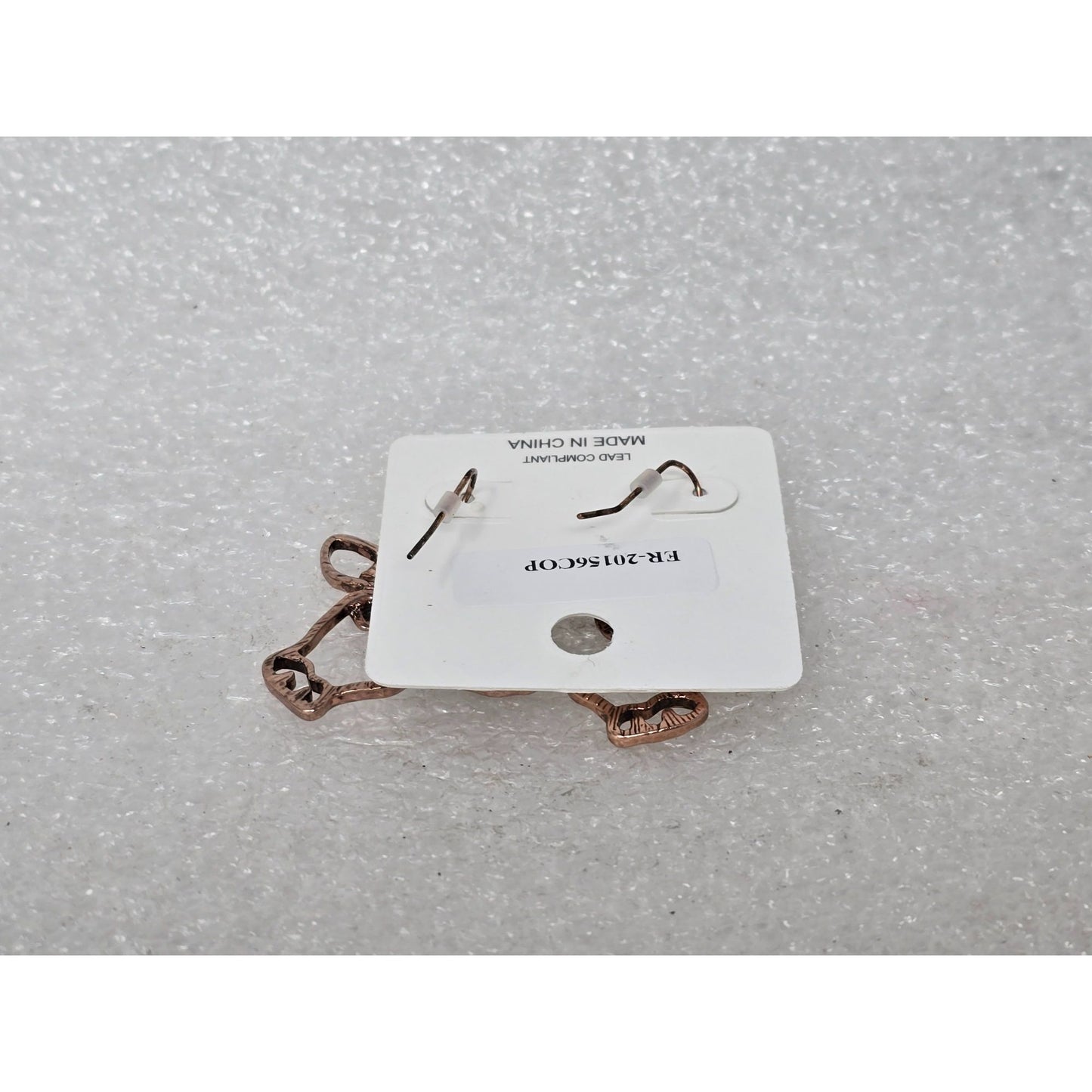 Cow Shaped Copper Tone Dangle Earrings With Faux Turquoise Accent