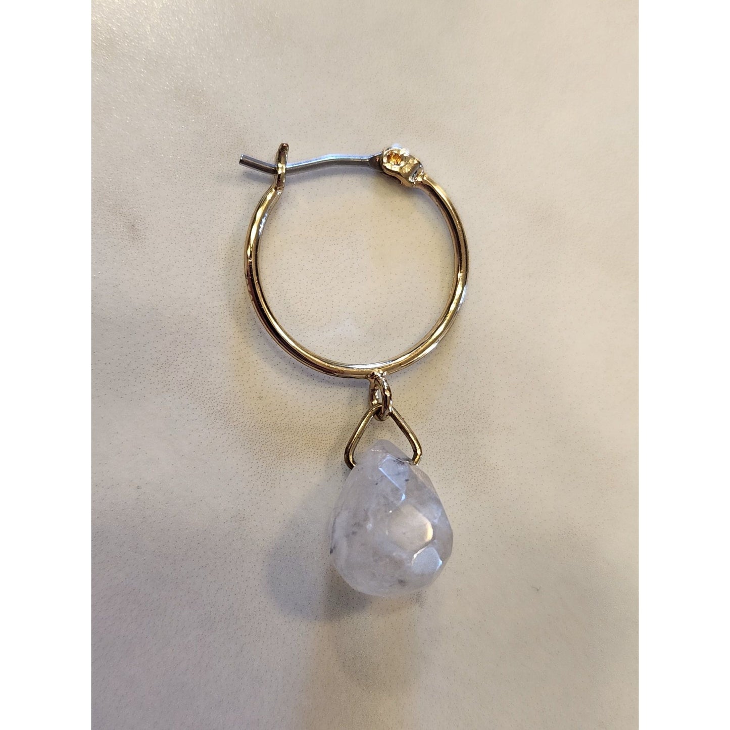 Napier Goldtone Hoop Earrings Dangling Clear Crystal Teardrop Accents Elegant