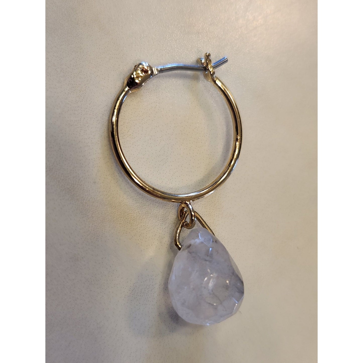 Napier Goldtone Hoop Earrings Dangling Clear Crystal Teardrop Accents Elegant