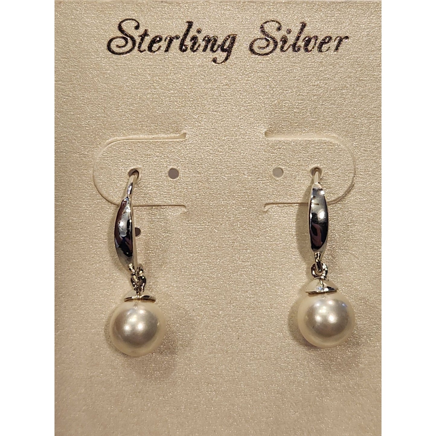 Sterling Silver Drop Earrings With Faux Pearl Accents For Women