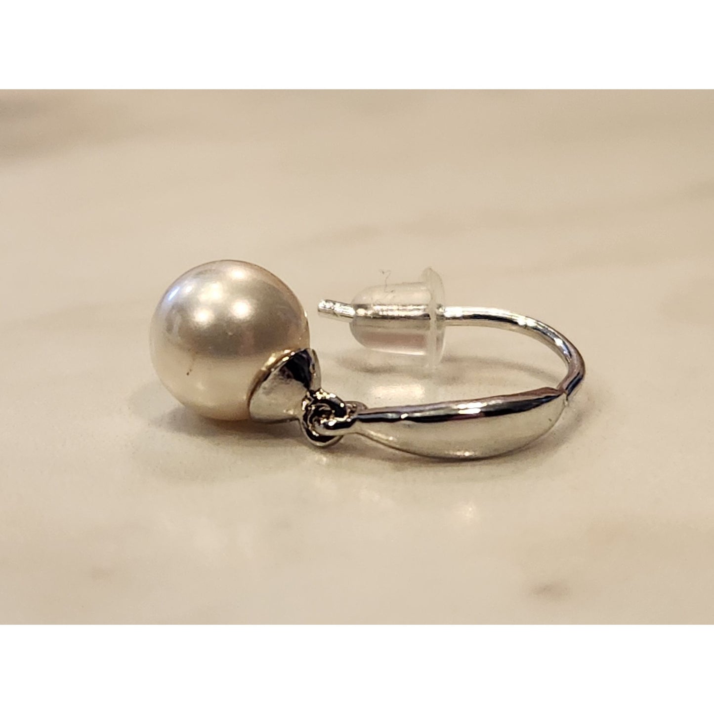 Sterling Silver Drop Earrings With Faux Pearl Accents For Women