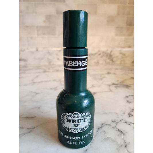 Faberge Brut 33 Splash-On Lotion 3.5 Fl Oz Vintage Bottle