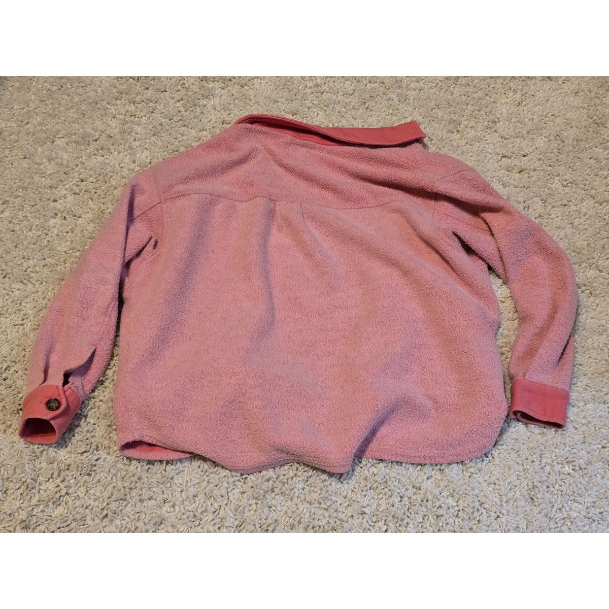 SO Goods For Life Women’s L Peachy Pink Sherpa Fleece Shacket Button Jacket