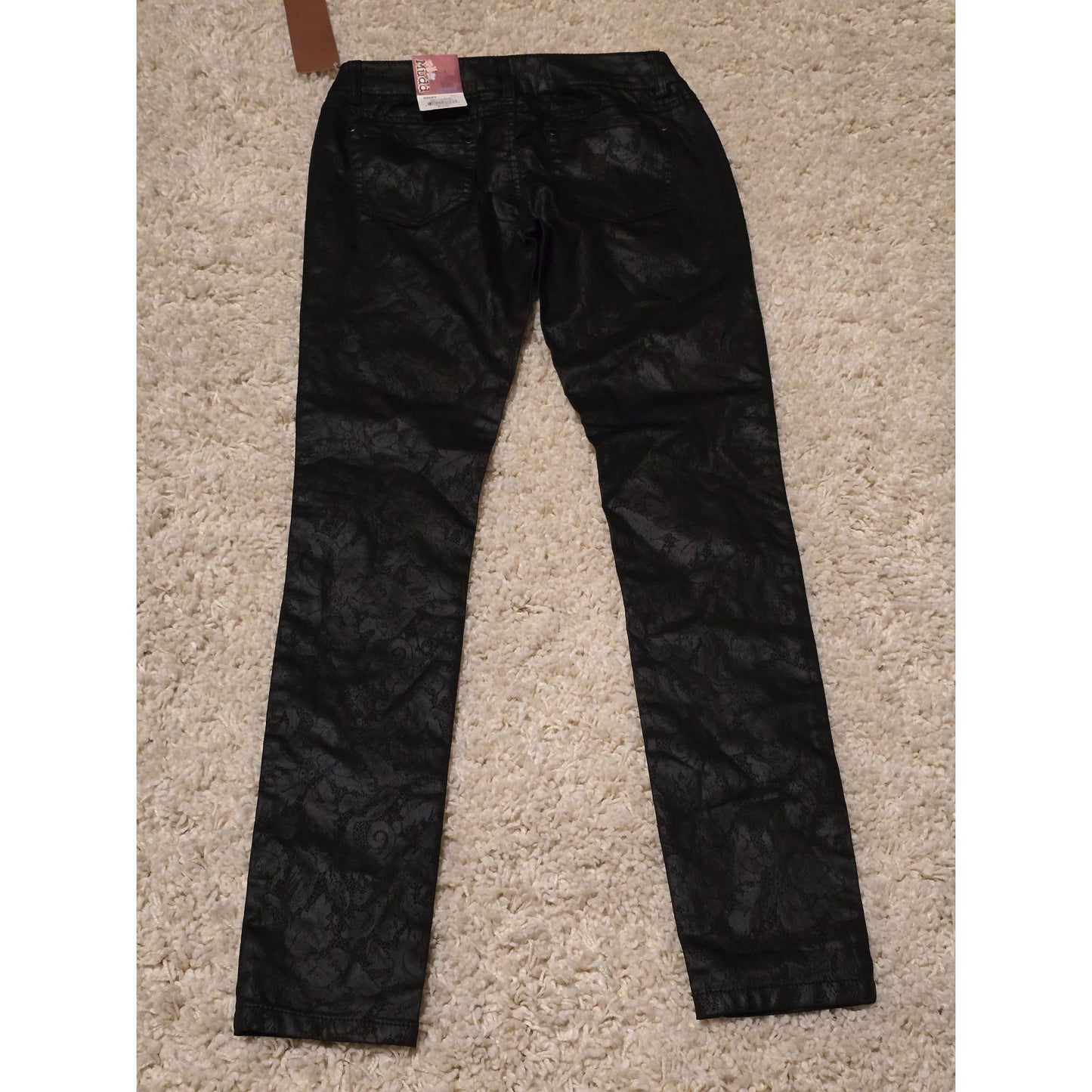 Mudd Black Coated Lace Print Jeggings Size 3