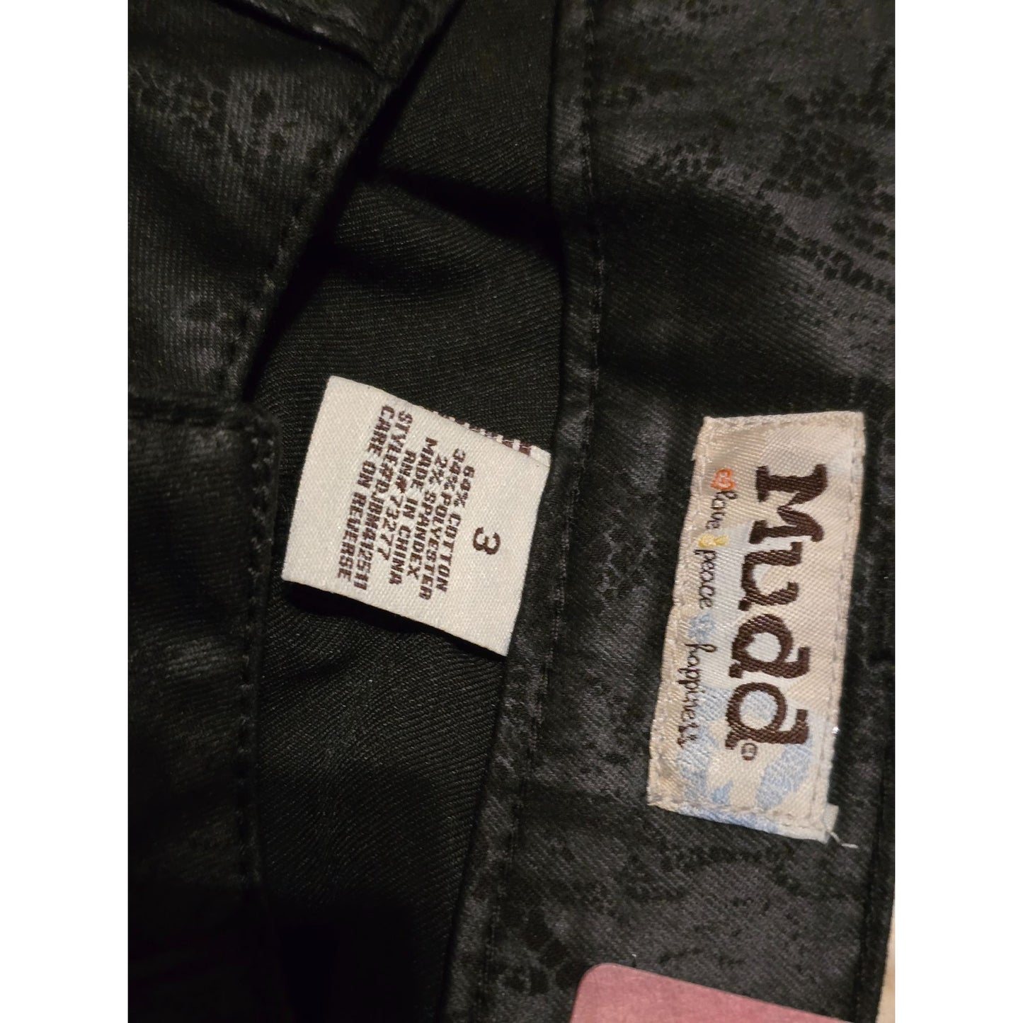Mudd Black Coated Lace Print Jeggings Size 3