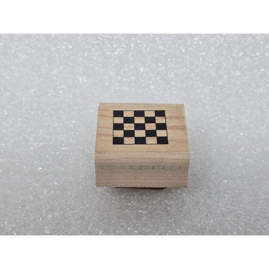 Wooden Rubber Stamp With Checkered Design By Stampin Up!