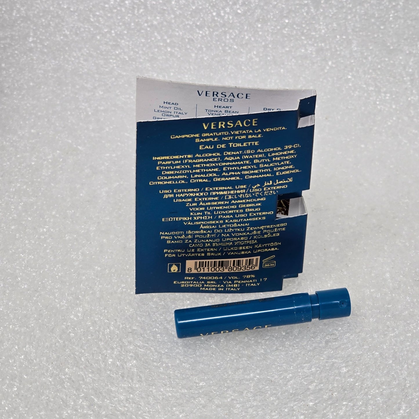 Versace Eros Eau De Toilette 0.03 Fl Oz Mini Cologne Spray Sample For Men