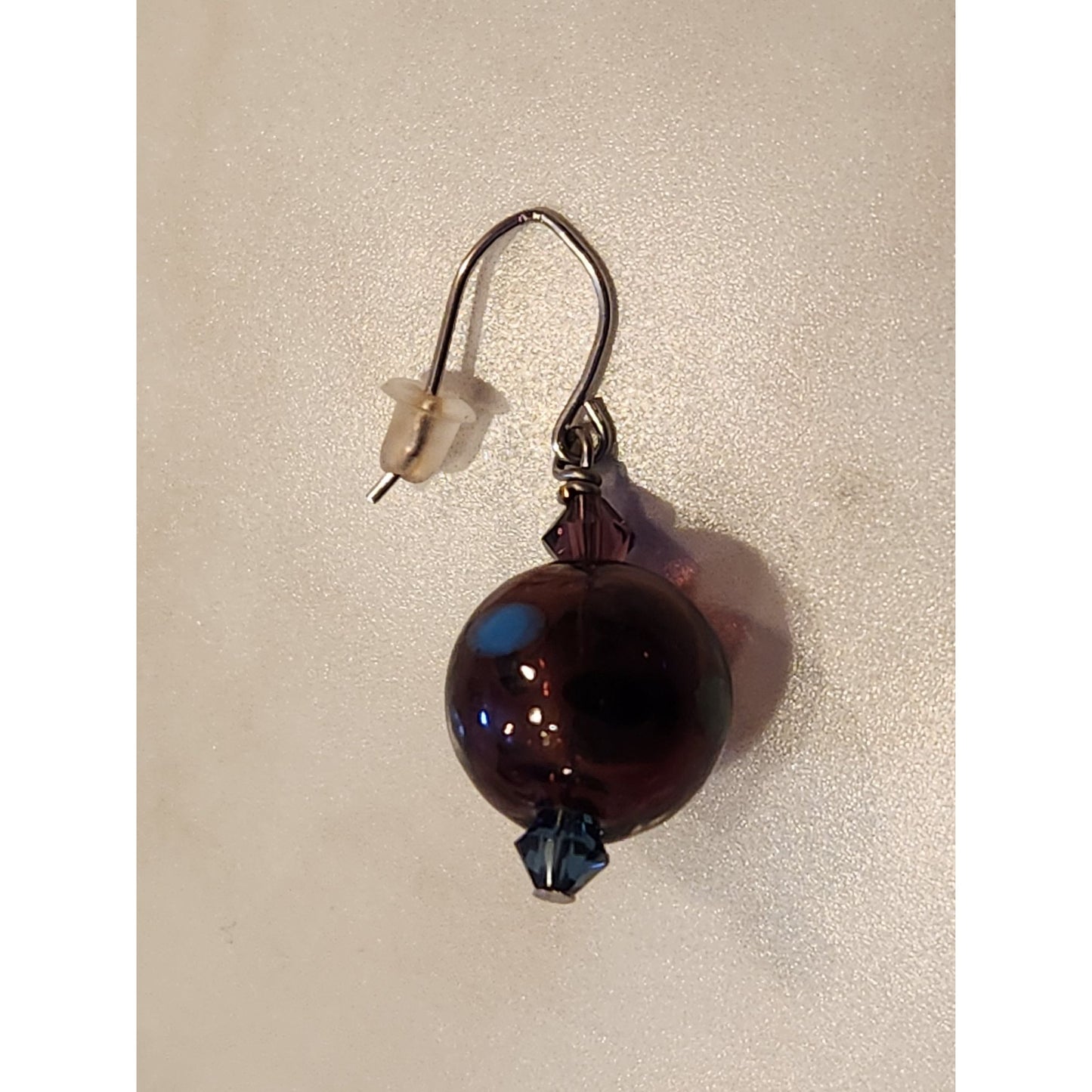 Sterling Silver Earrings Crystalized Swarovski Elements & Polka Dot Glass Beads