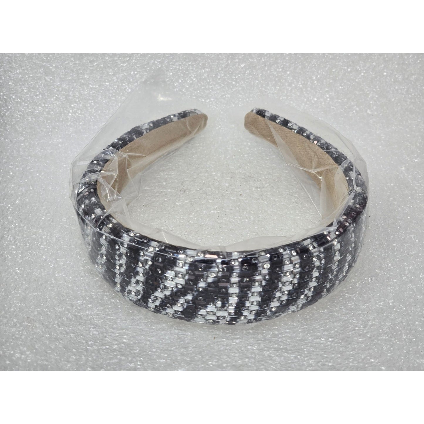 Black & White Rhinestone Headband For Women
