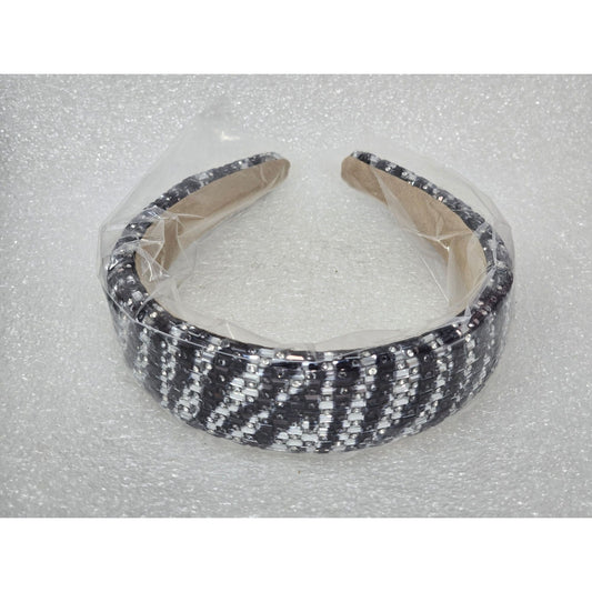 Black & White Rhinestone Headband For Women
