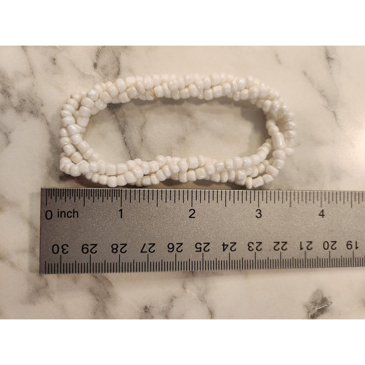 Vintage White Beaded Stretch Bracelet