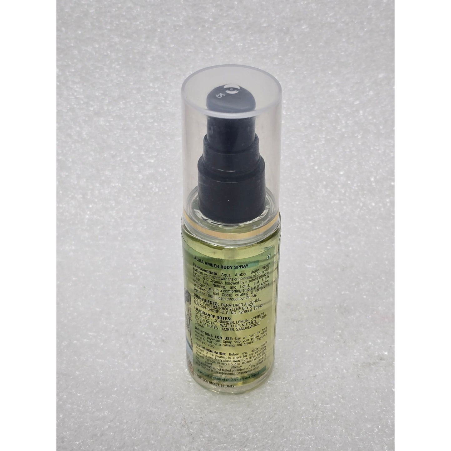 Fab Essentials Amberwood Embrace Aqua Amber Body Spray 2.03 Oz Travel Size