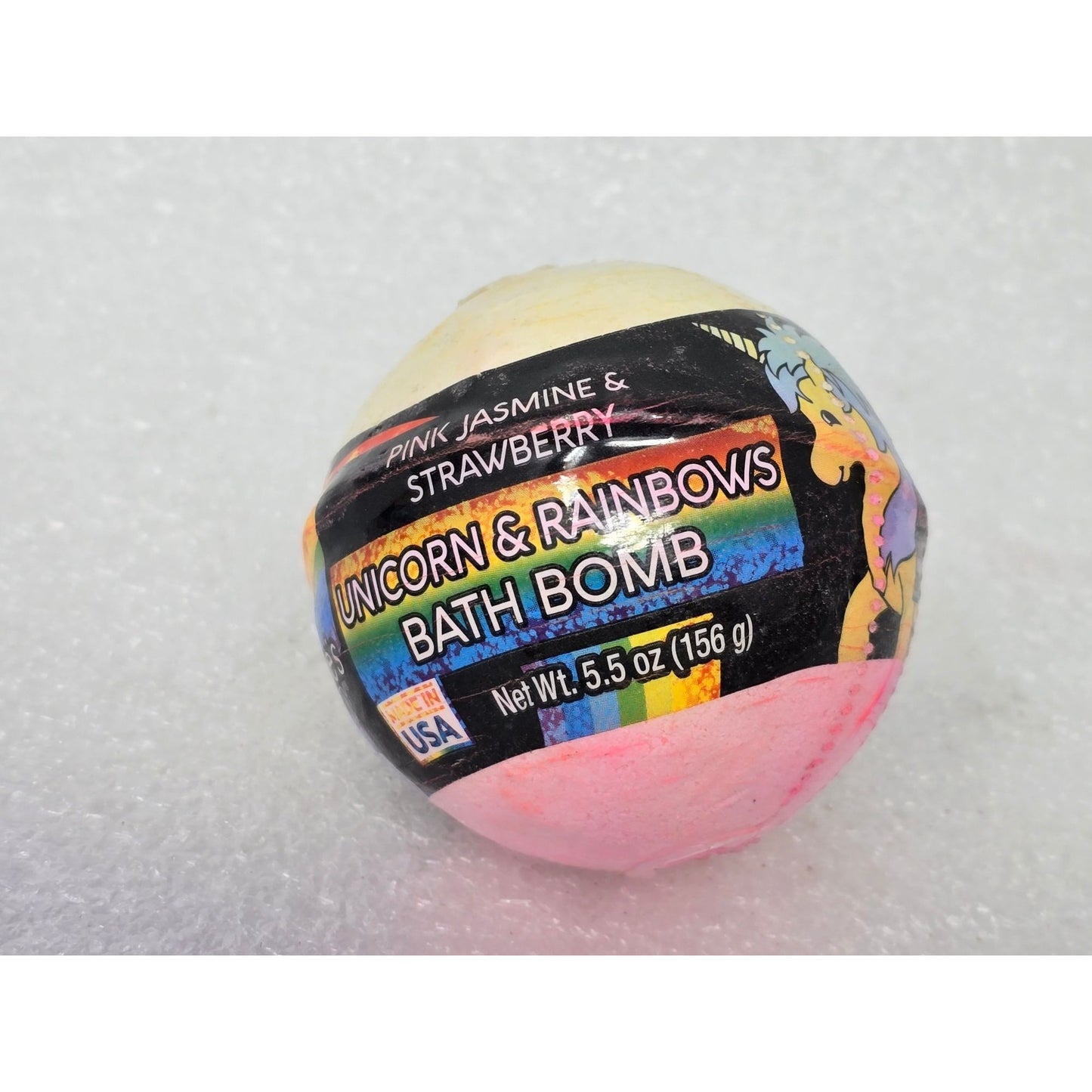 Nature's Beauty Unicorn & Rainbows Pink Jasmine & Strawberry Bath Bomb 5.5 Oz