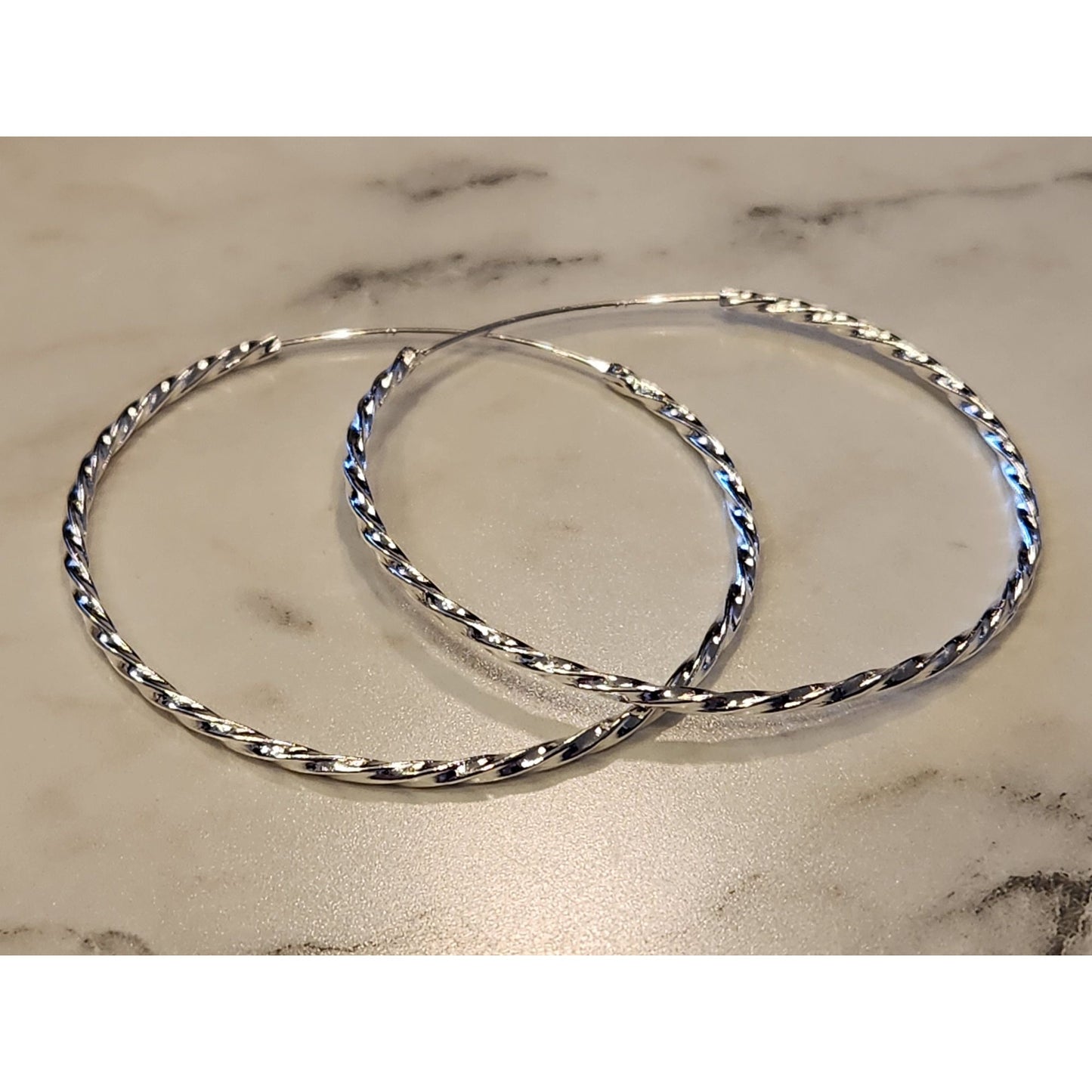 Sterling Silver Twisted Hoop Earrings Lightweight Women's Jewelry Minimalist