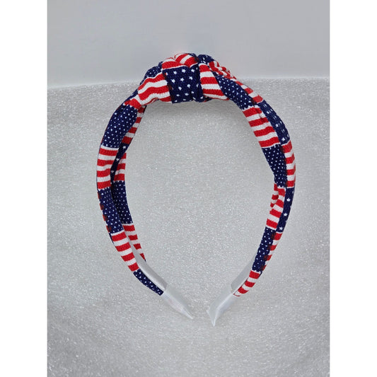 American Flag Knotted Headband Red White Blue Patriotic USA 4th of July HairBand