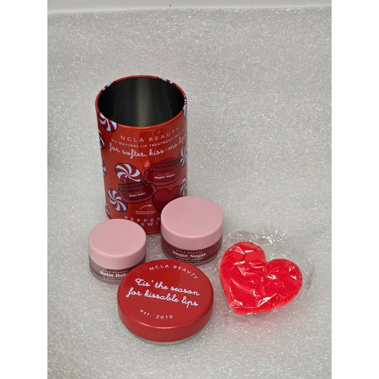 NCLA Beauty All Natural Lip Treatment Trio Set Peppermint Swirl Scrub & Balm