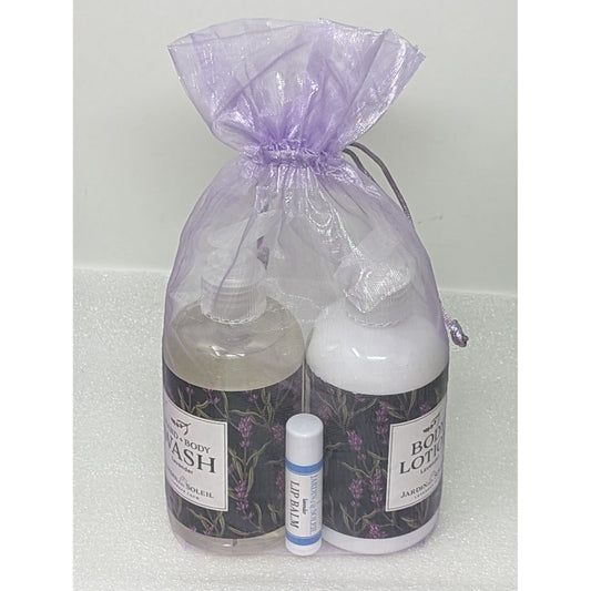 Jardin Du Soleil Lavender Gift Set Body Lotion, Hand + Body Wash, & Lip Balm