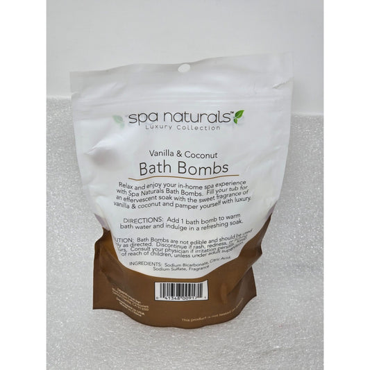 Spa Naturals Vanilla & Coconut Bath Bombs (3 Fizzies) - 3 Pack 150g
