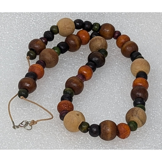 Vintage Multi-Color Wood Bead Necklace