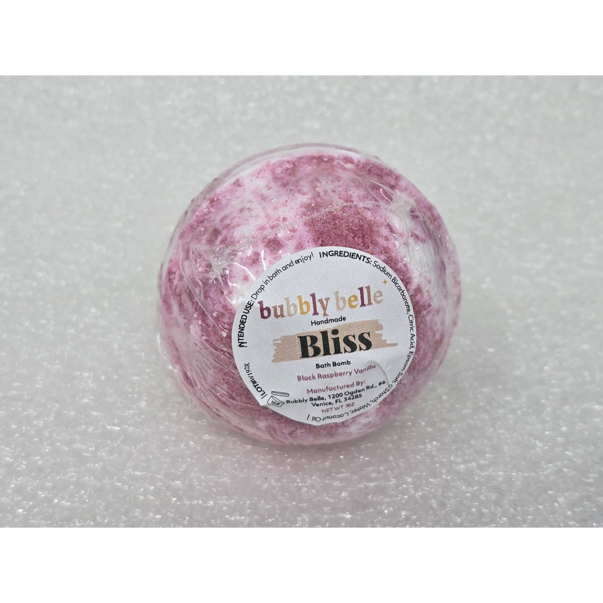 Bubbly Belle Handmade Bliss Bath Bomb Black Raspberry Vanilla 5oz Relaxation Spa