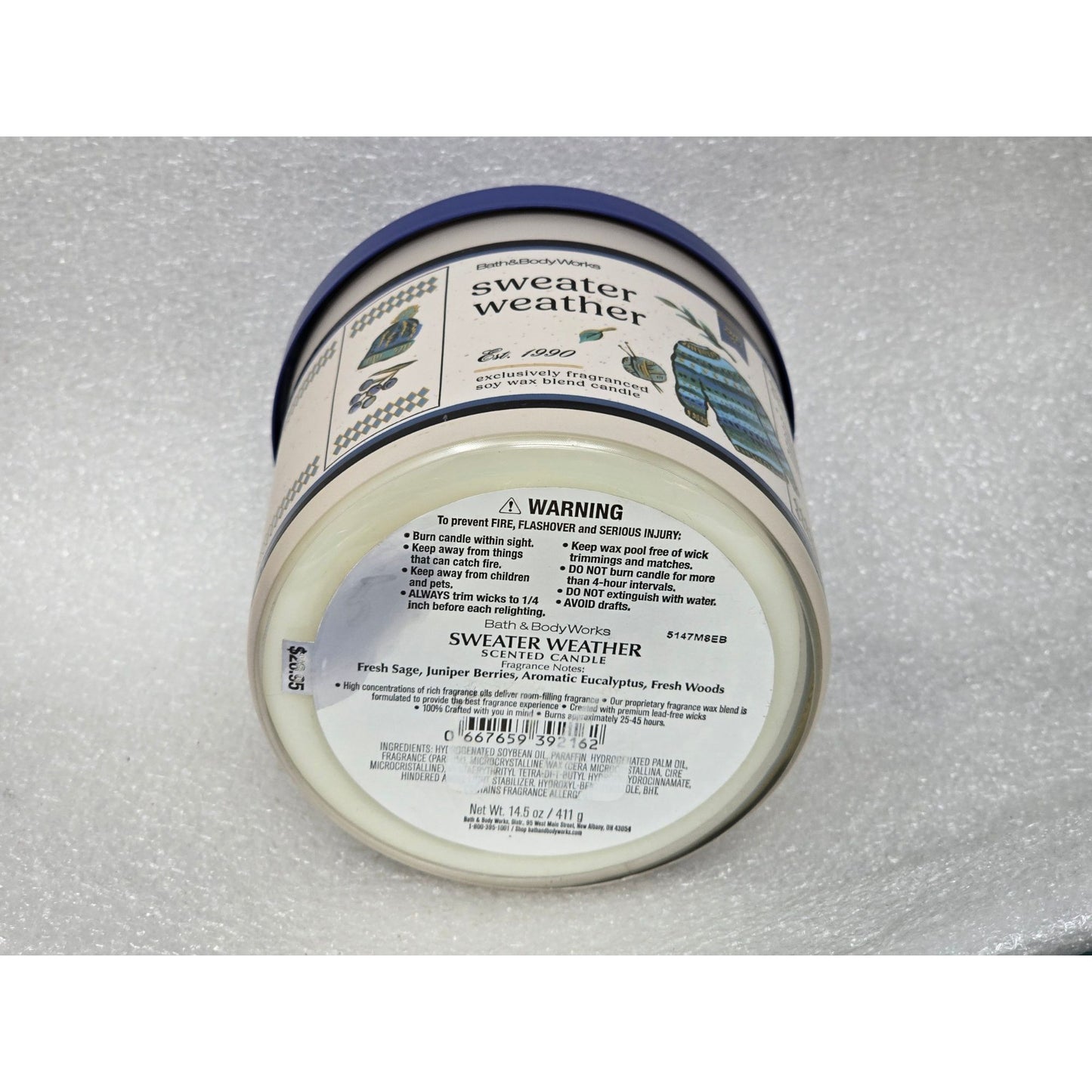 Bath & Body Works Sweater Weather 3-Wick Scented Candle Sage Juniper Berries