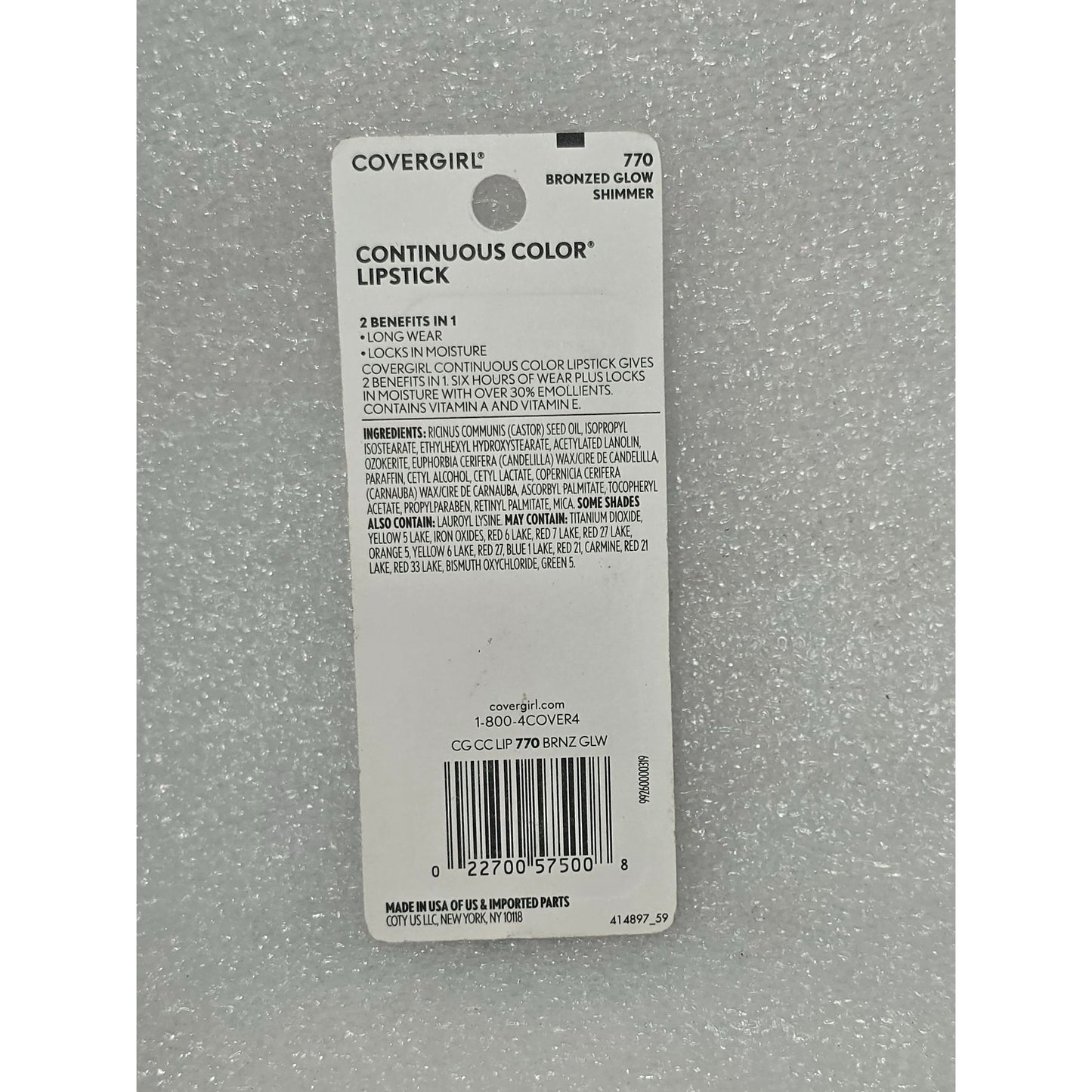 Covergirl Continuous Color Lipstick 770 Bronzed Glow Shimmer
