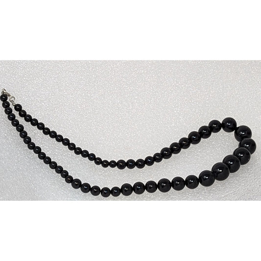 Vintage 24" Black Beaded Necklace