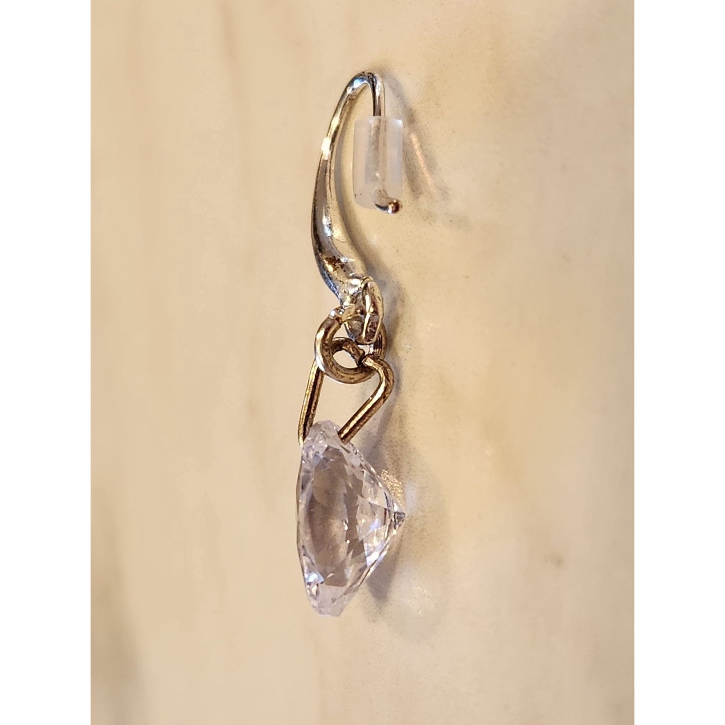 Napier Silver-Tone Drop Earrings With Faceted Crystal Stones