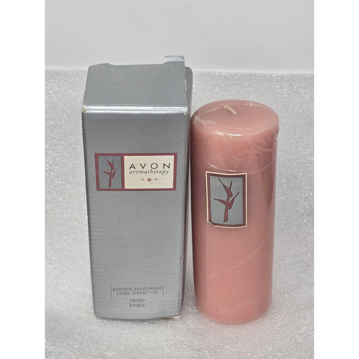 Vintage Avon Aromatherapy Peaceful Sandalwood Scented Candle With Box Pink